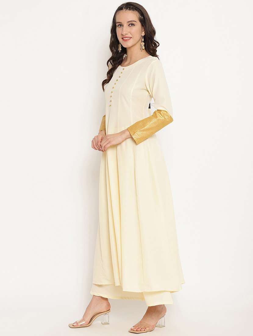 solid kurta palazzo set with dupatta - 18462893 -  Standard Image - 1