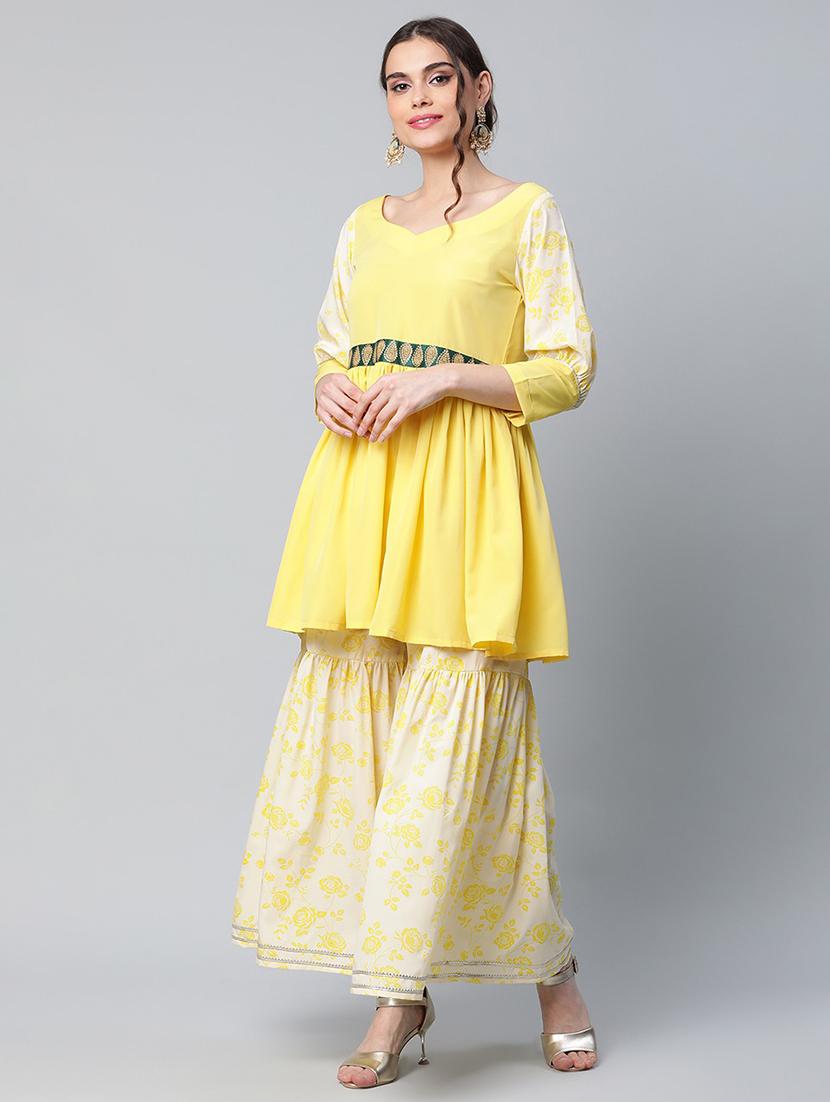 floral kurta sharara set - 18462894 - Standard Image - 1