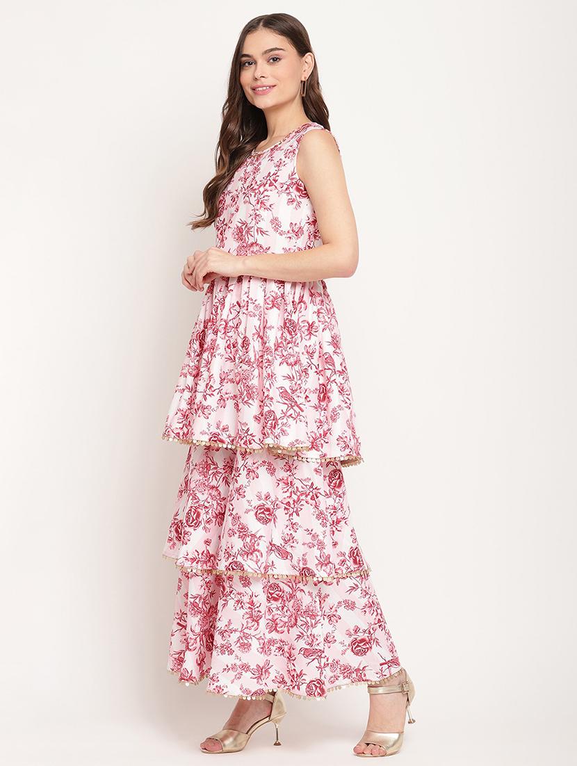floral printed kurta sharara set with dupatta - 18462929 -  Standard Image - 1