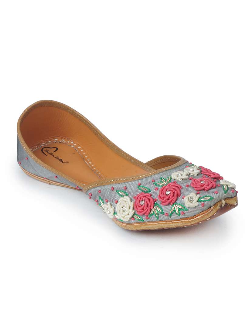 women grey slip on mojari - 18463182 -  Standard Image - 1