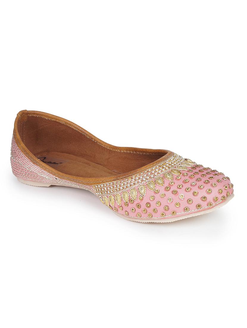 women pink slip on mojari - 18463201 - Standard Image - 1