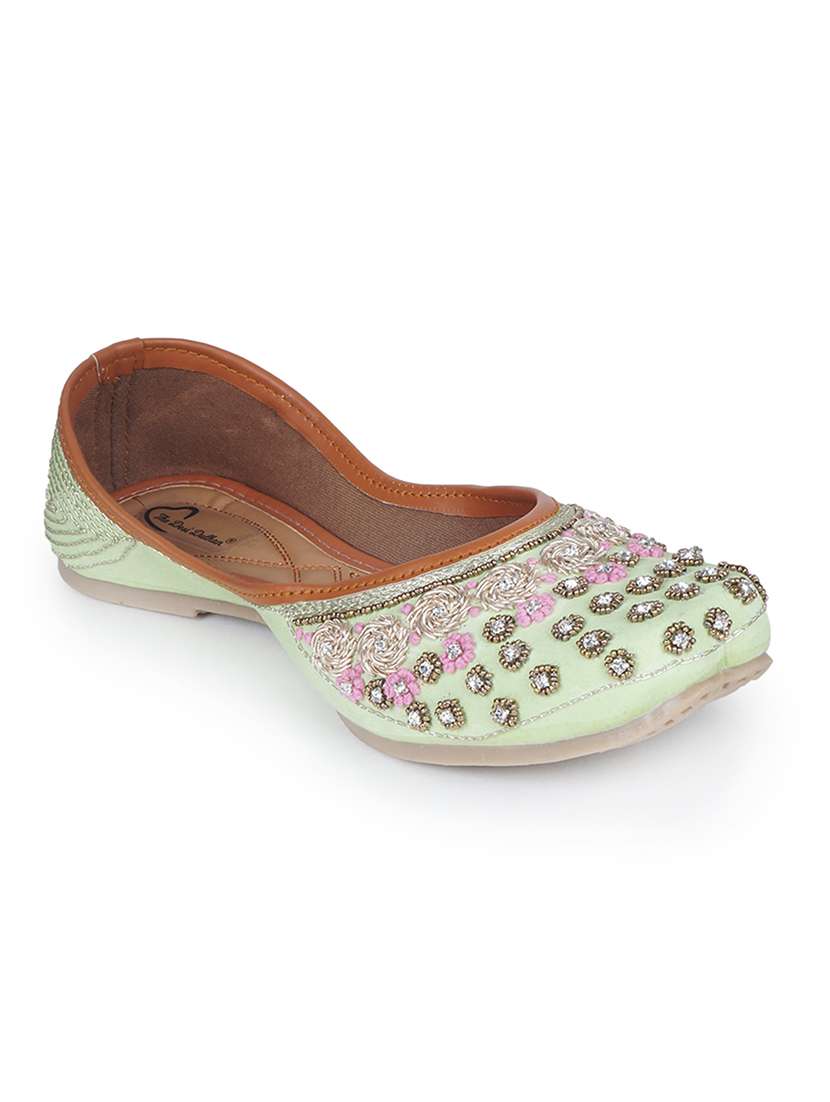 women green slip on mojari - 18463204 -  Standard Image - 1