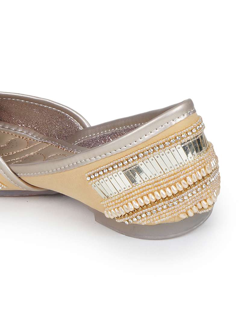 women gold slip on mojari - 18463219 -  Standard Image - 4