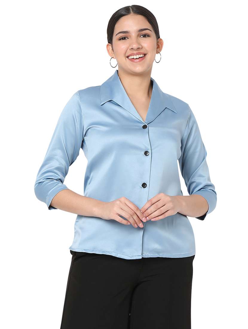 light blue solid shirt
