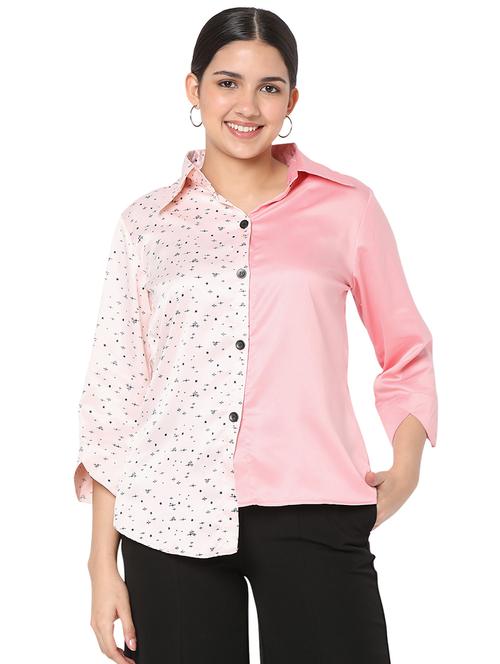 asymmetric hem color block shirt - 18463247 - Standard Image - 0