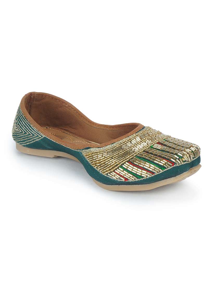 women teal embellished ethnic juttis - 18463265 -  Standard Image - 1