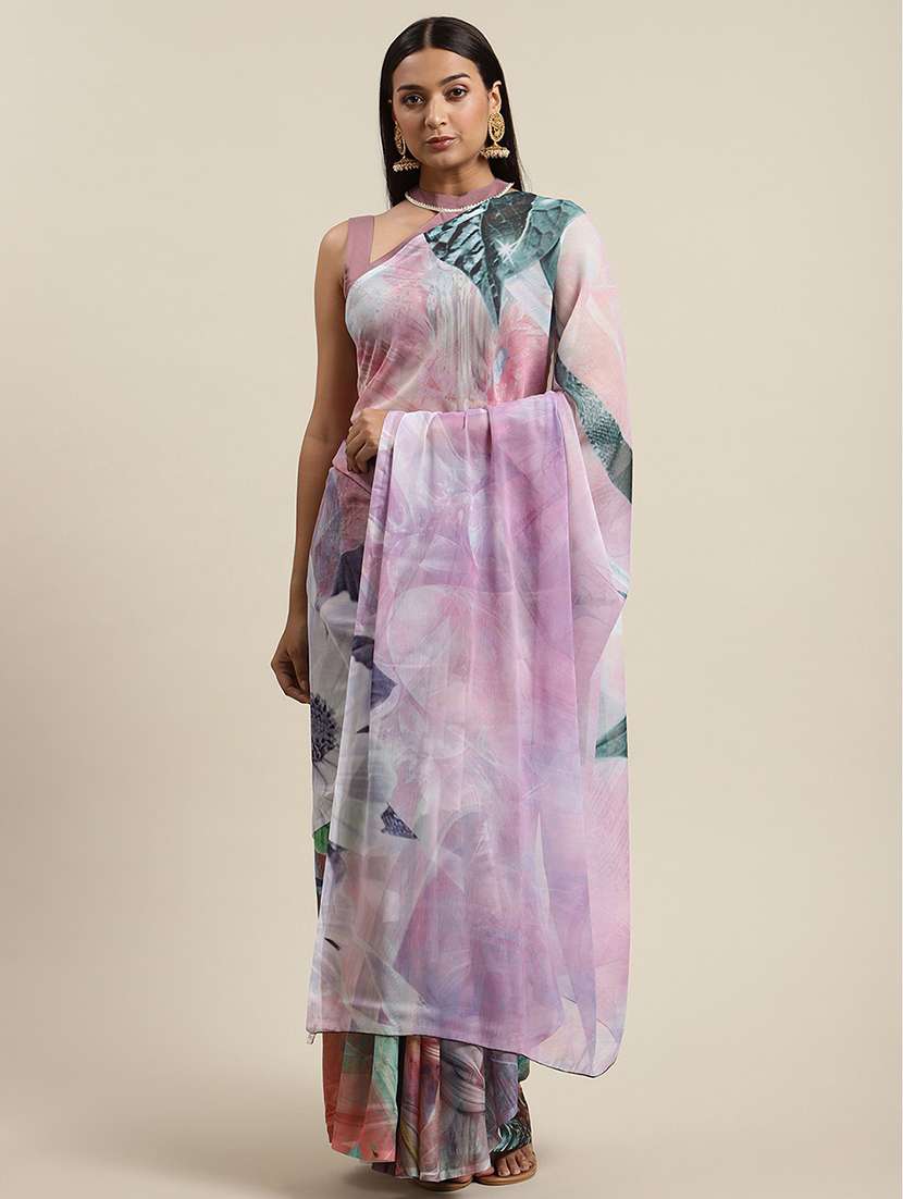 digital floral print saree with blouse