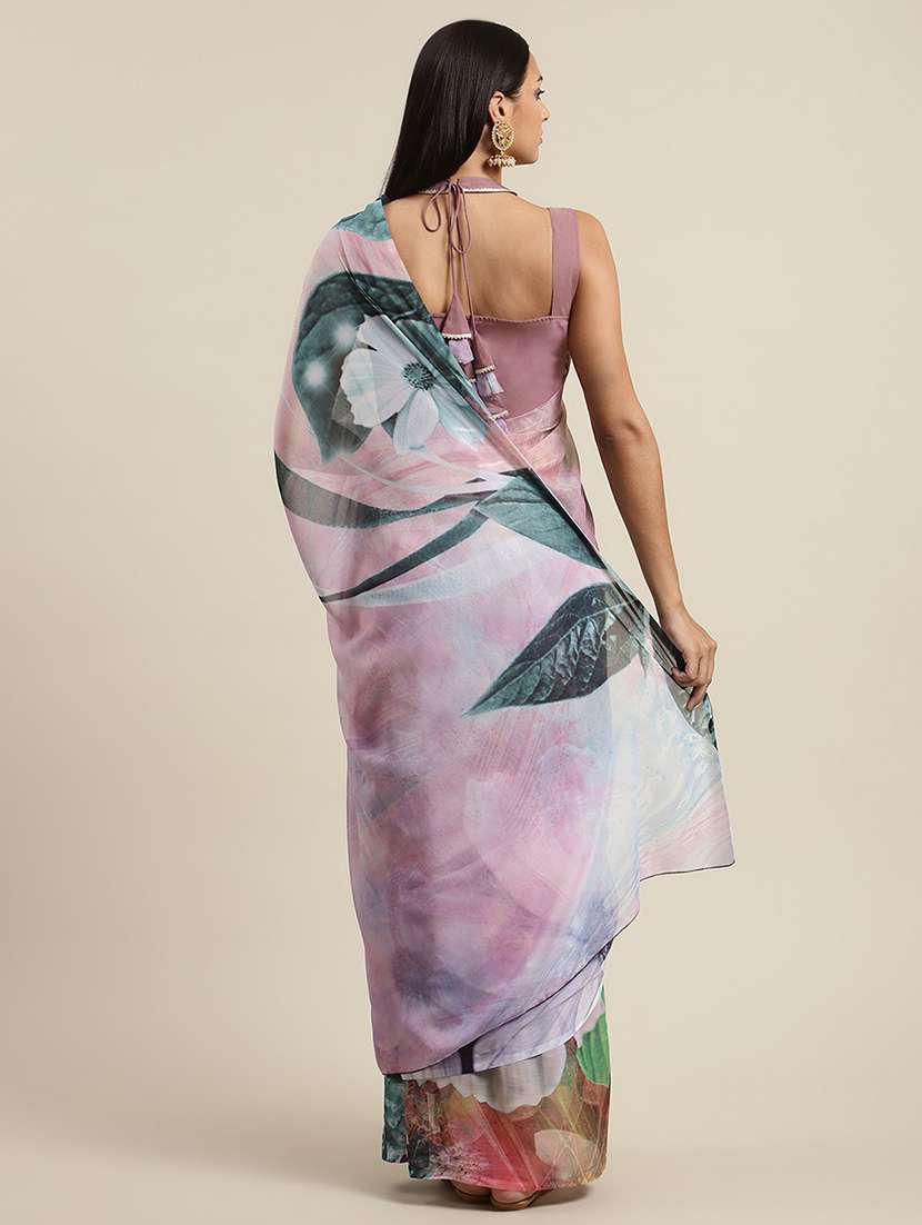 digital floral print saree with blouse - 18463617 -  Standard Image - 1