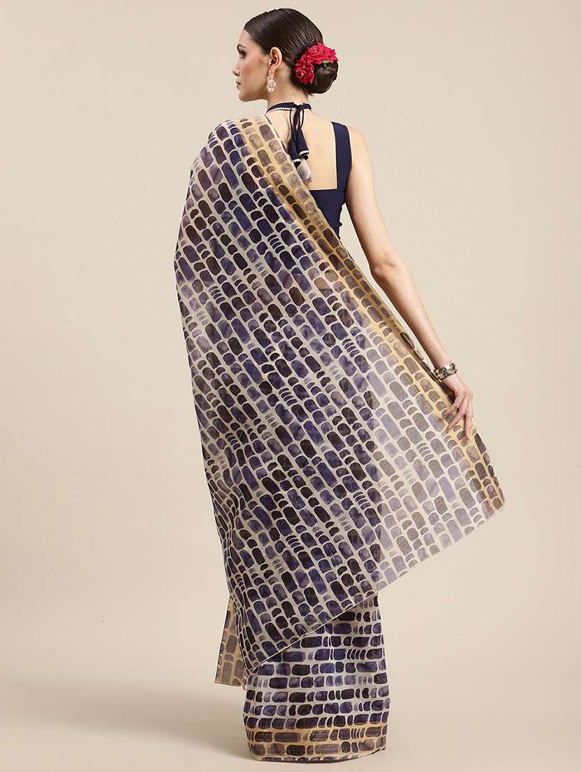 purple chanderi printed saree with blouse - 18463633 -  Standard Image - 1