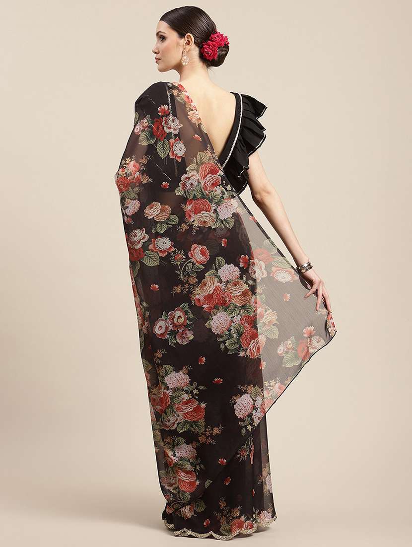 digital floral print saree with blouse - 18463635 -  Standard Image - 1