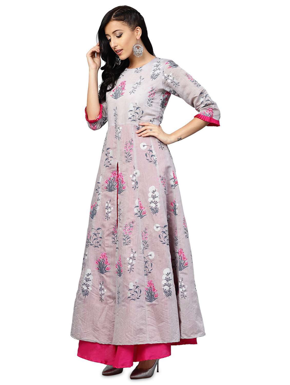 floral layered kurta - 18463720 -  Standard Image - 1