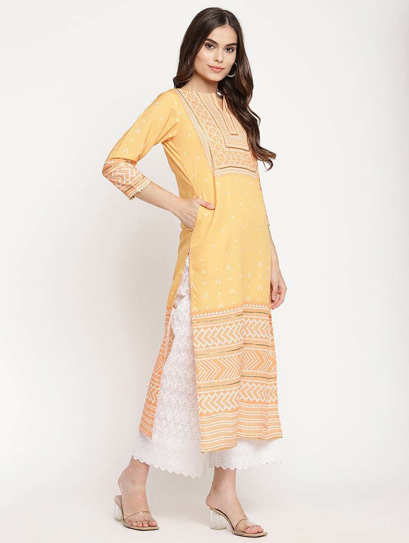 printed straight kurta - 18463736 -  Standard Image - 1