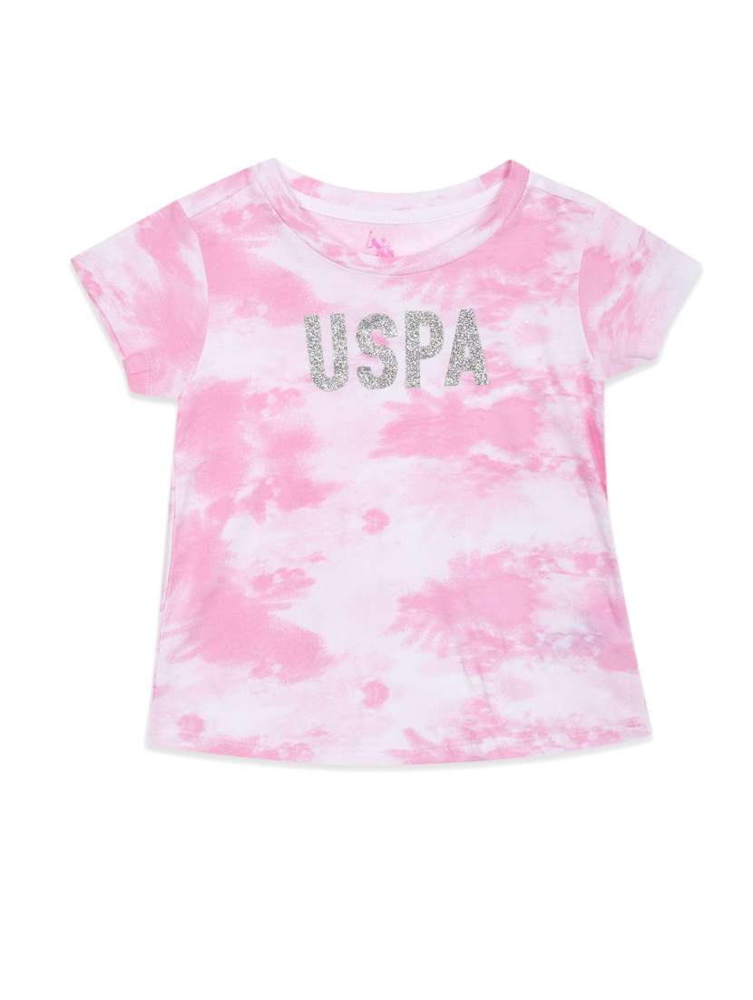 girls pink tie & dye tee