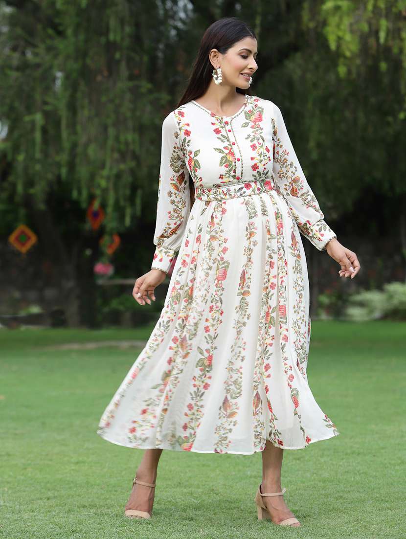 floral flared ethnic dress