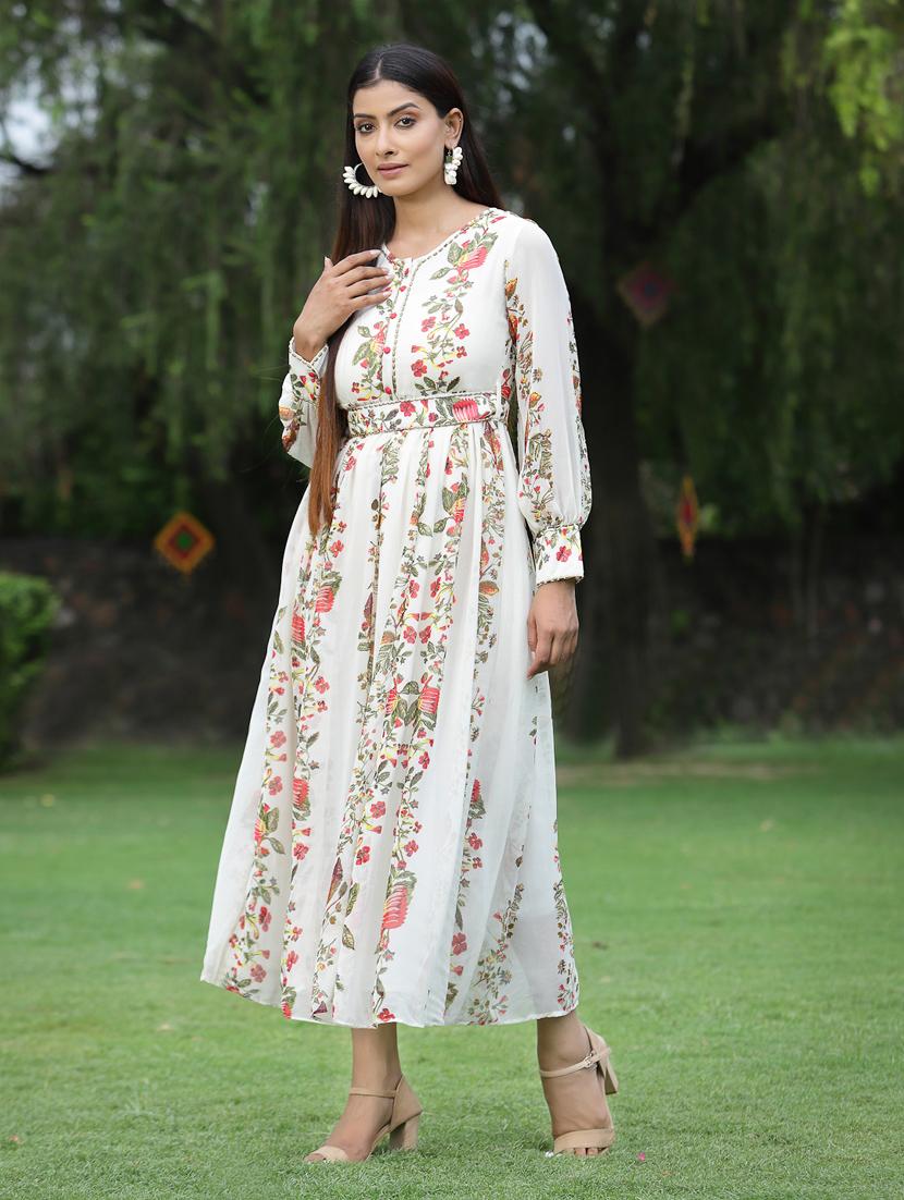 floral flared ethnic dress - 18465704 - Standard Image - 1