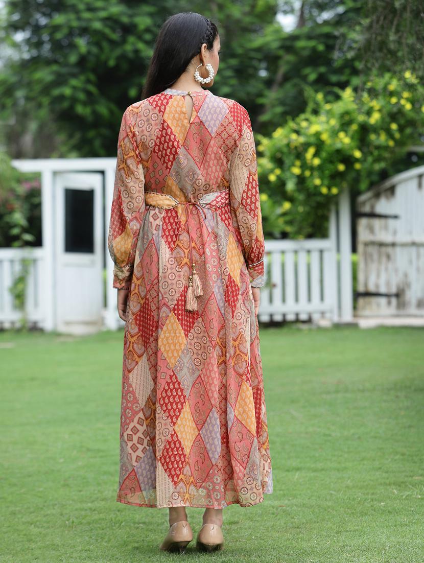 printed flared ethnic dress - 18465709 - Standard Image - 4