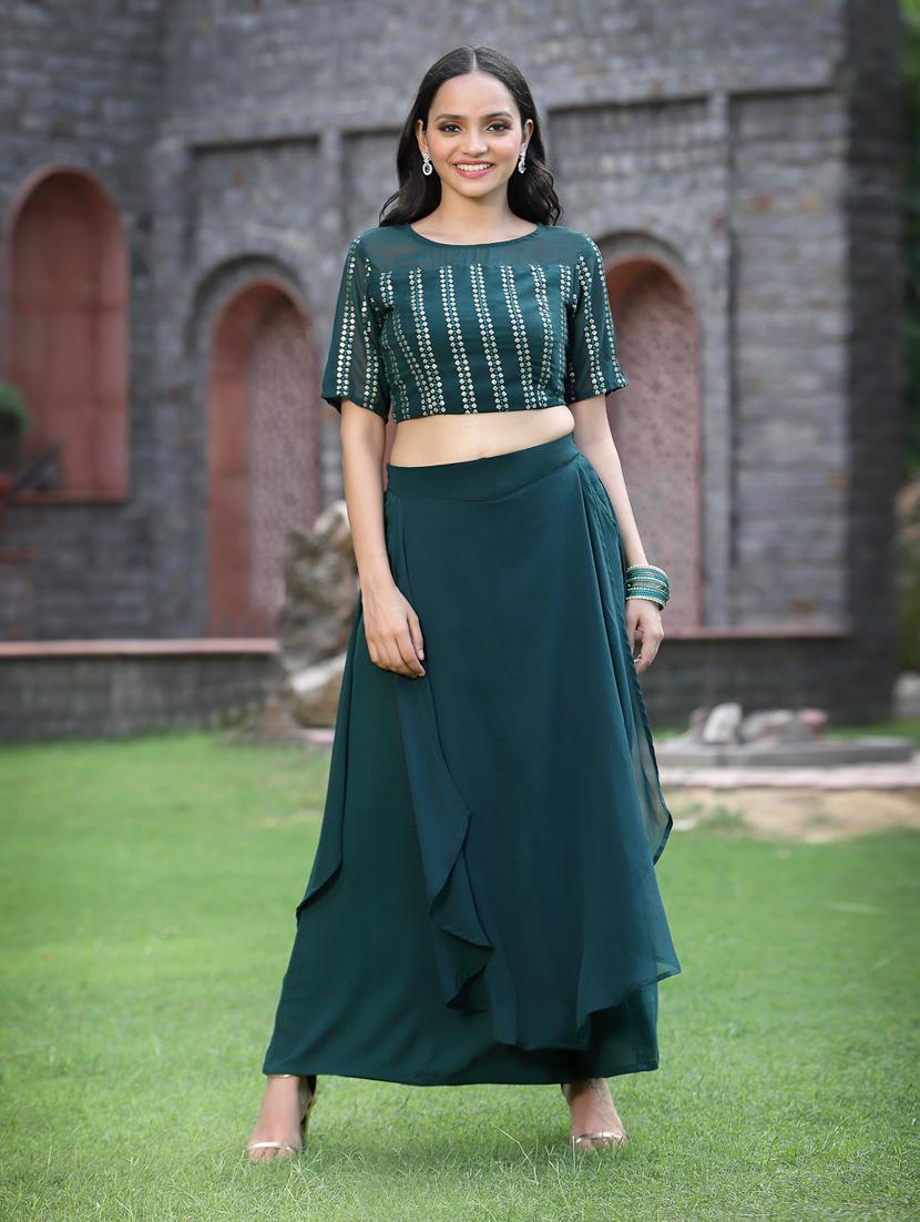 bottle green skirt top set - 18465721 -  Zoom Image - 0