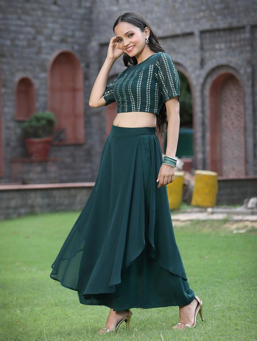 bottle green skirt top set - 18465721 -  Standard Image - 1