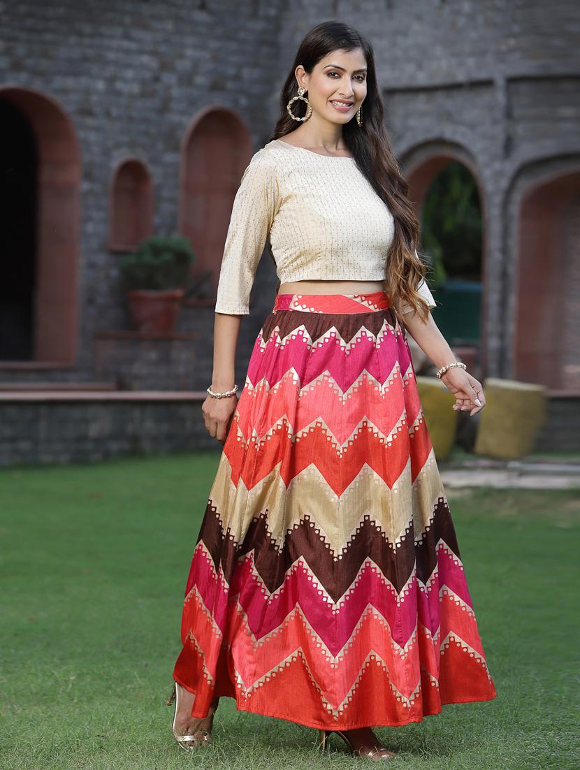 chevron flared lehenga - 18465729 -  Zoom Image - 0
