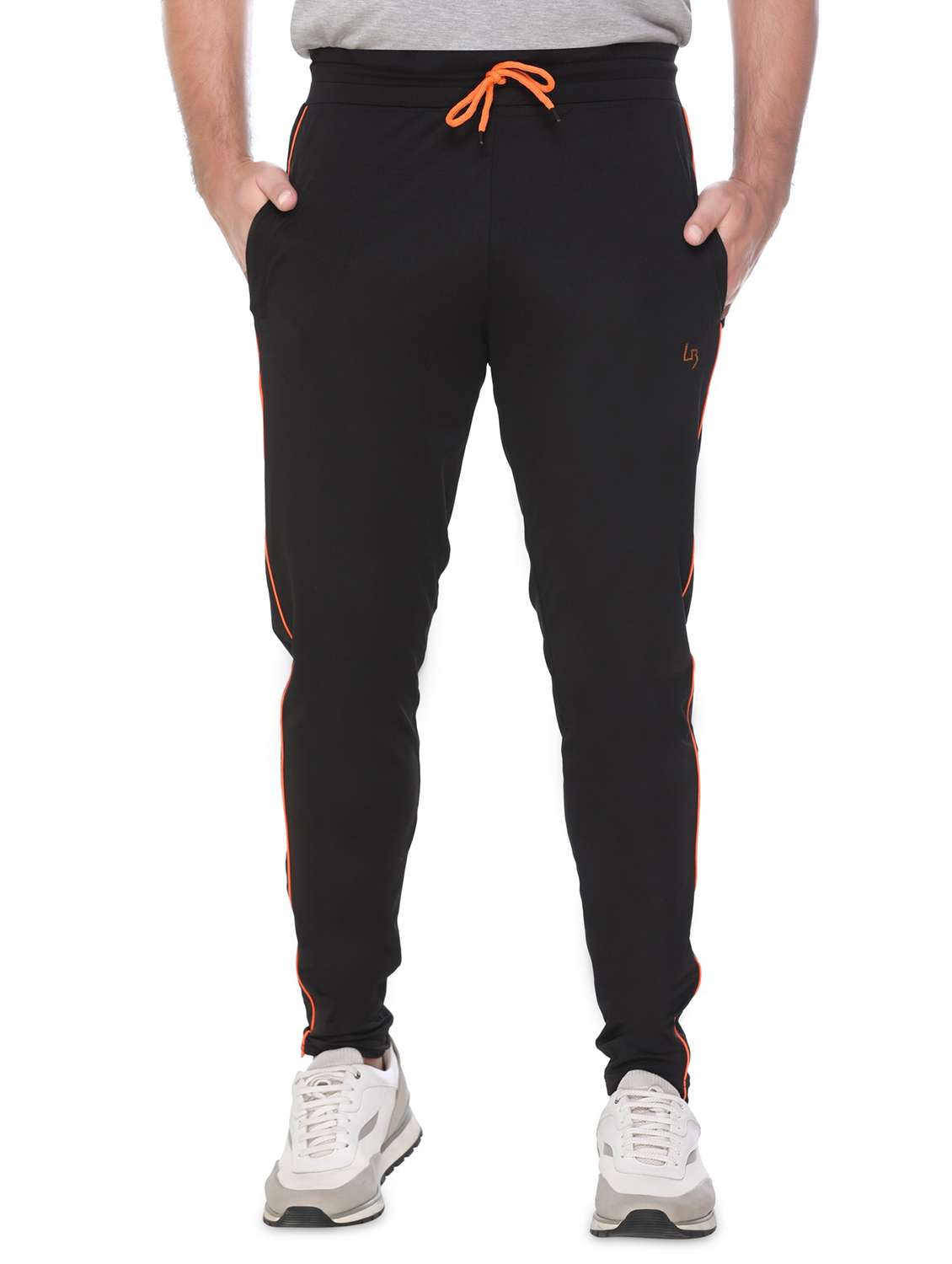 black solid full length track pant