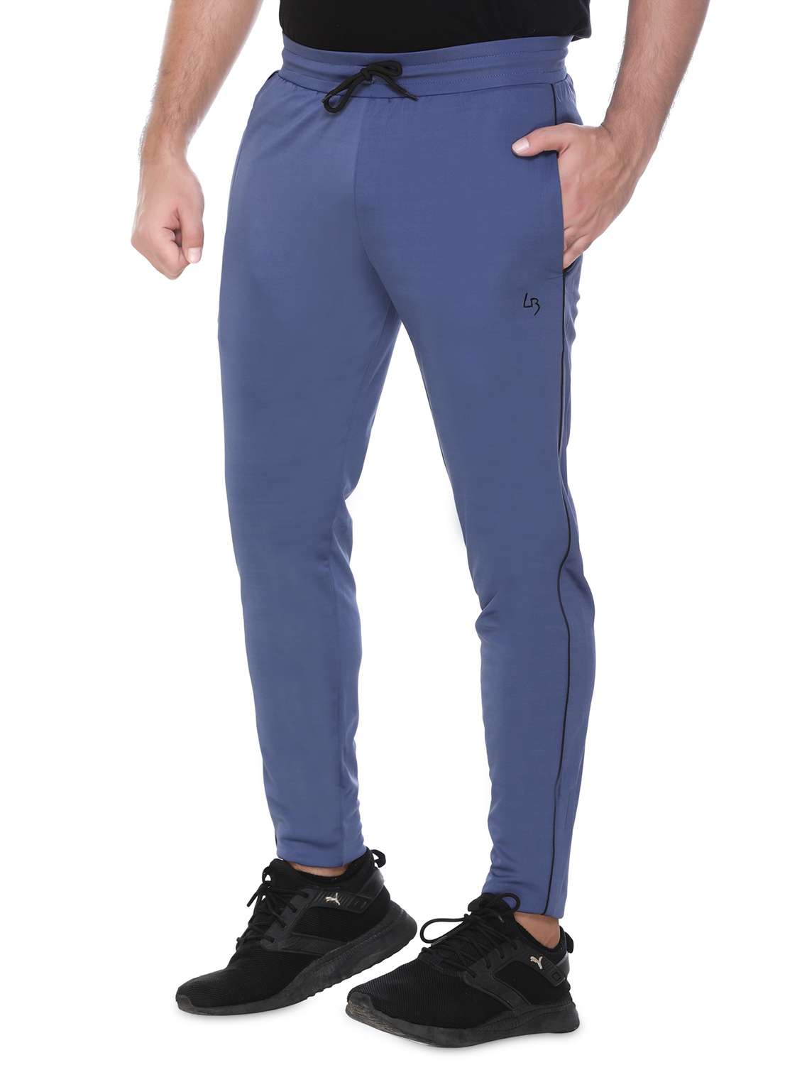 blue solid full length track pant - 18465736 -  Standard Image - 1