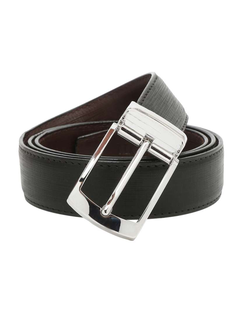 stripe chrome leather belt