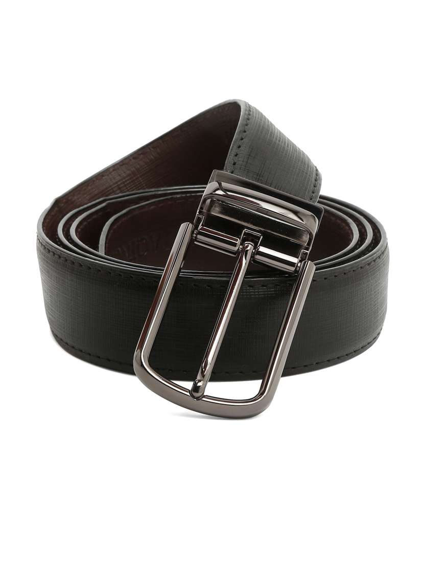 stripe nickle leather belt