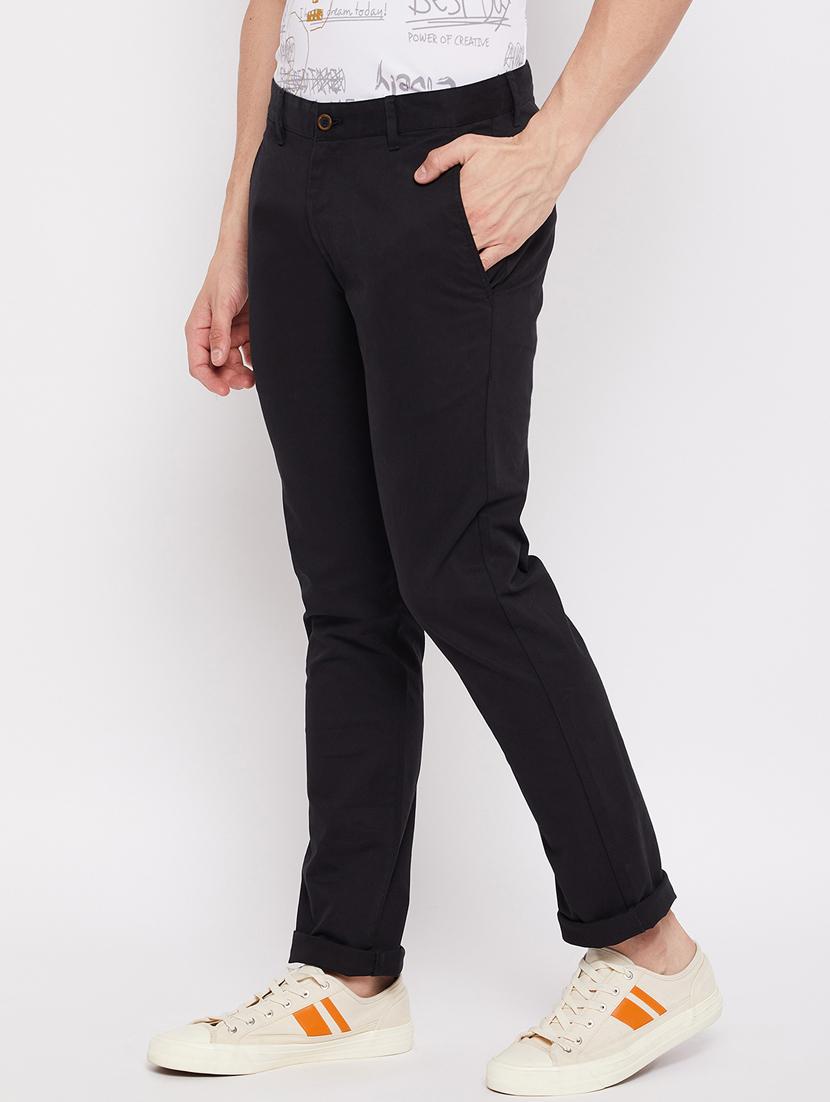 black solid casual trouser - 18465888 - Standard Image - 1