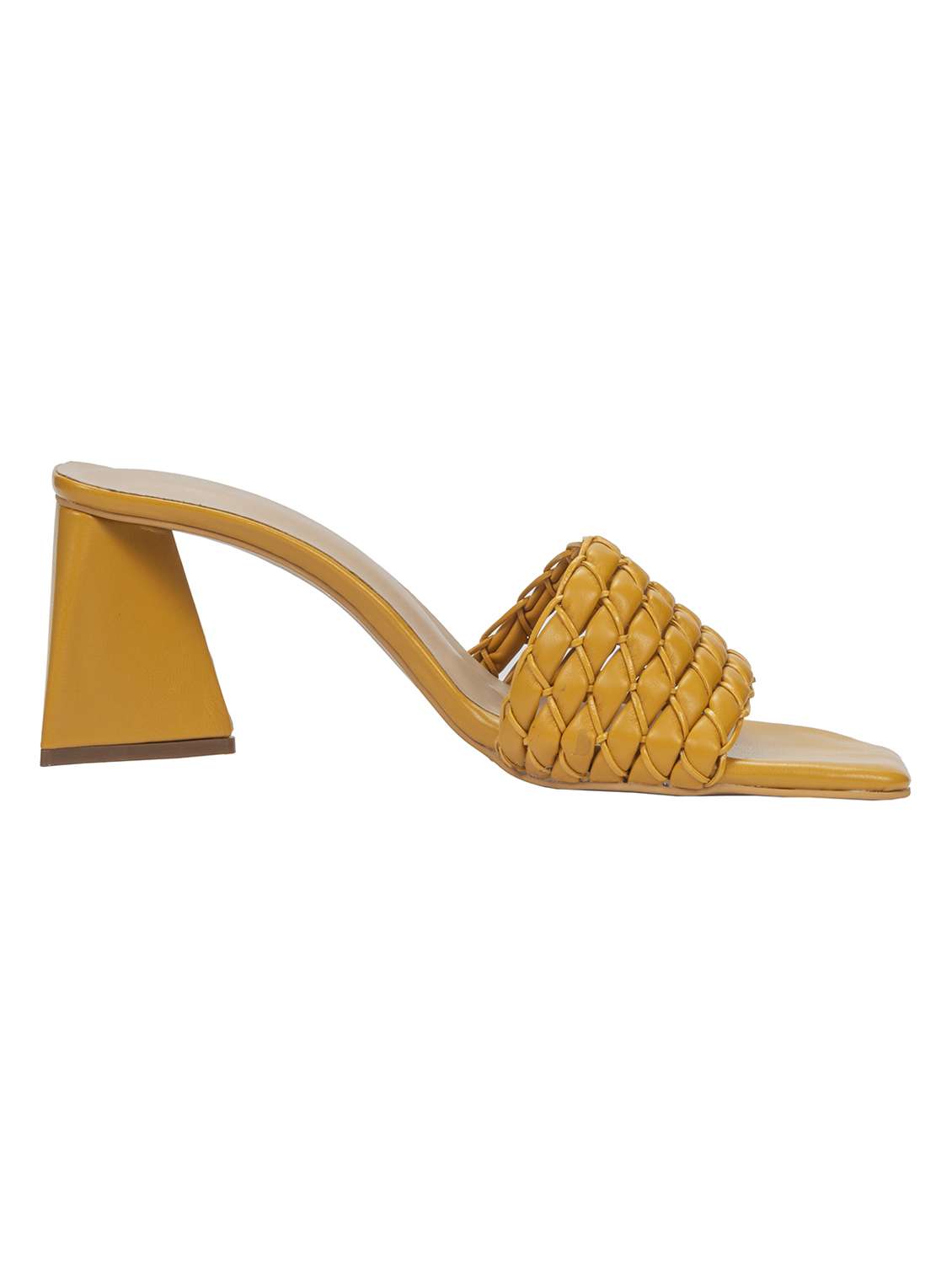 mustard solid slip on sandal