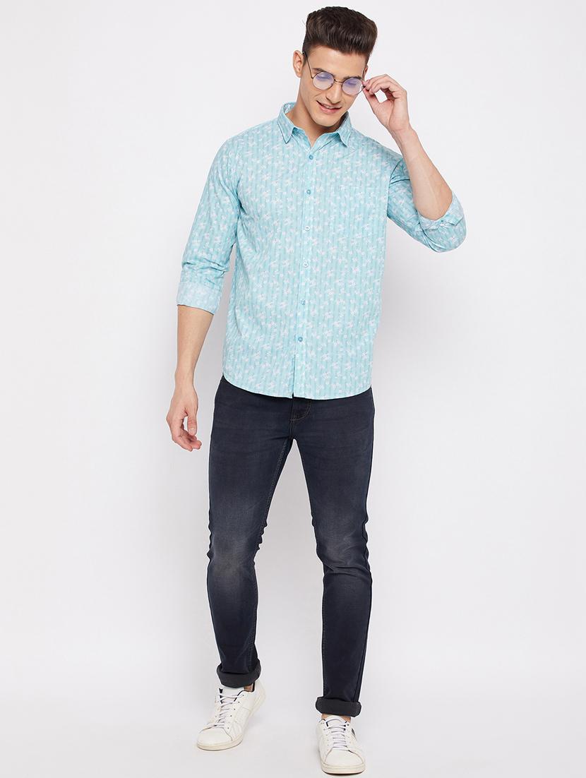 light-blue printed casual shirt - 18466034 - Standard Image - 4