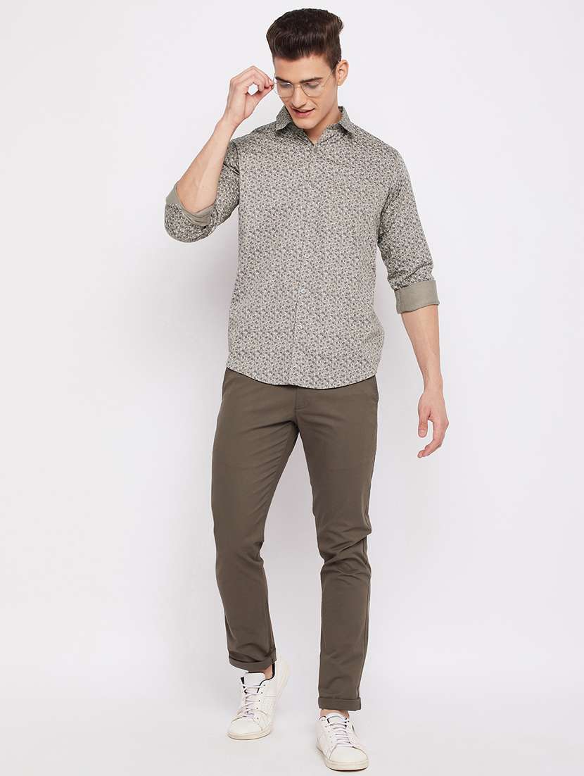 taupe printed casual shirt - 18466036 -  Standard Image - 4