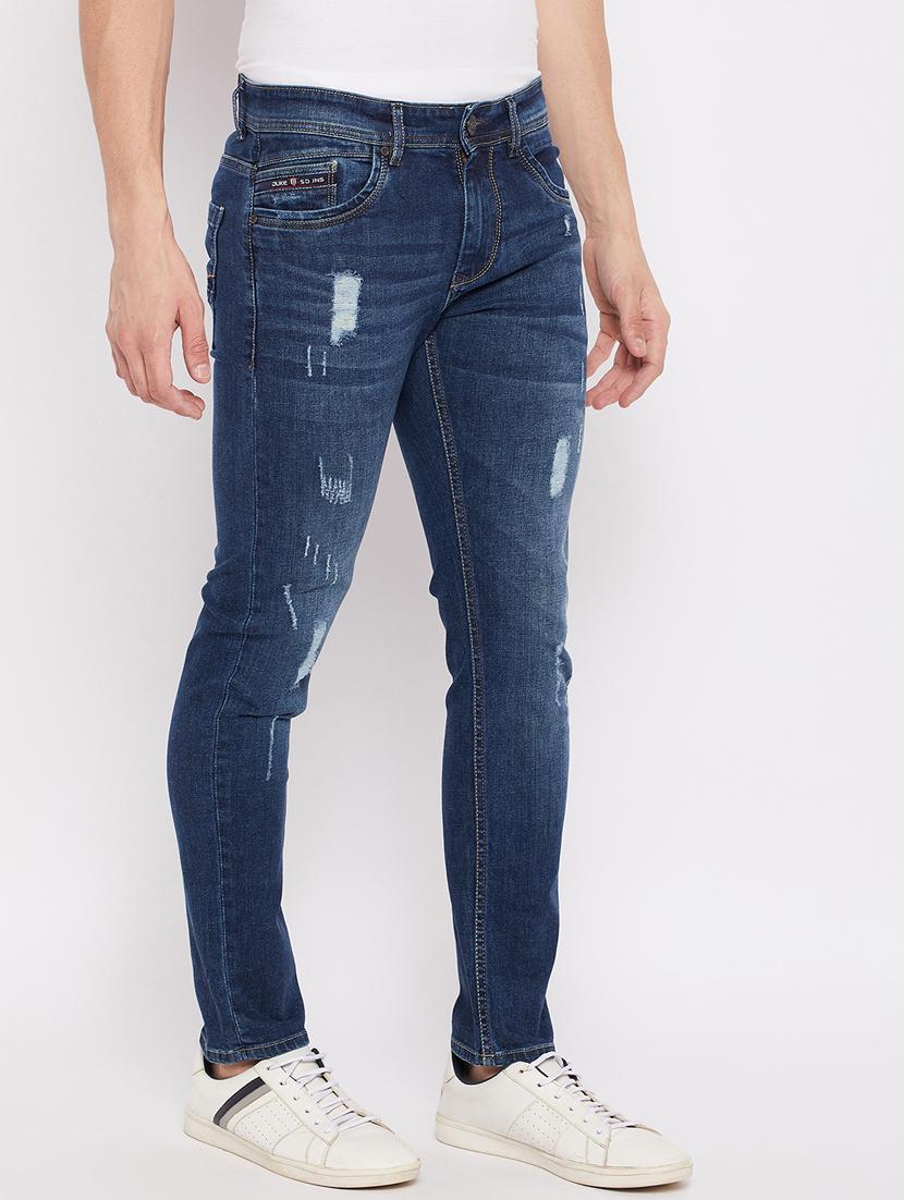 navy-blue distressed denim jean - 18466042 - Standard Image - 1