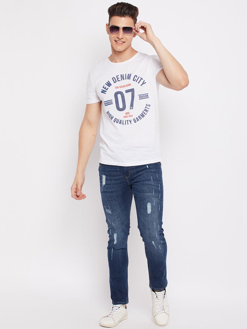 navy-blue distressed denim jean - 18466042 - Standard Image - 4