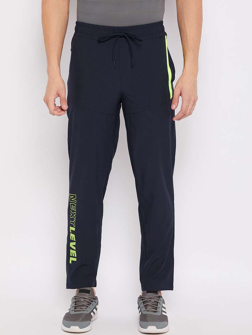 navy-blue printed full length track pant