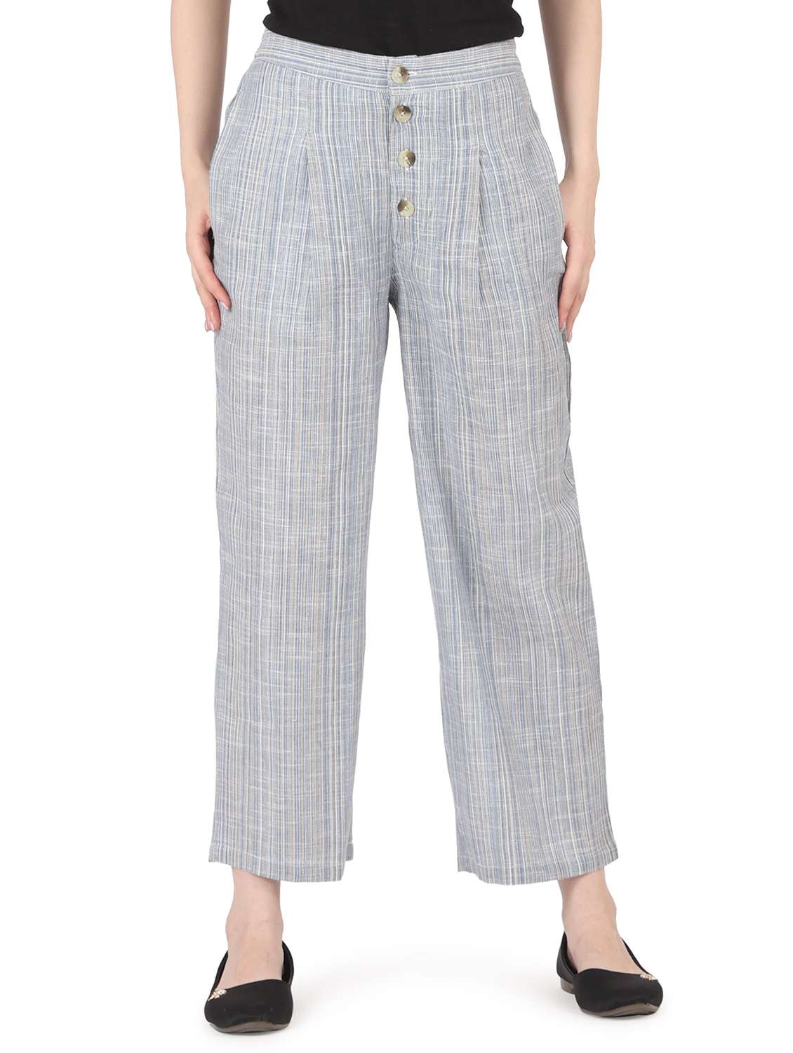 mid rise self design pleated trouser 