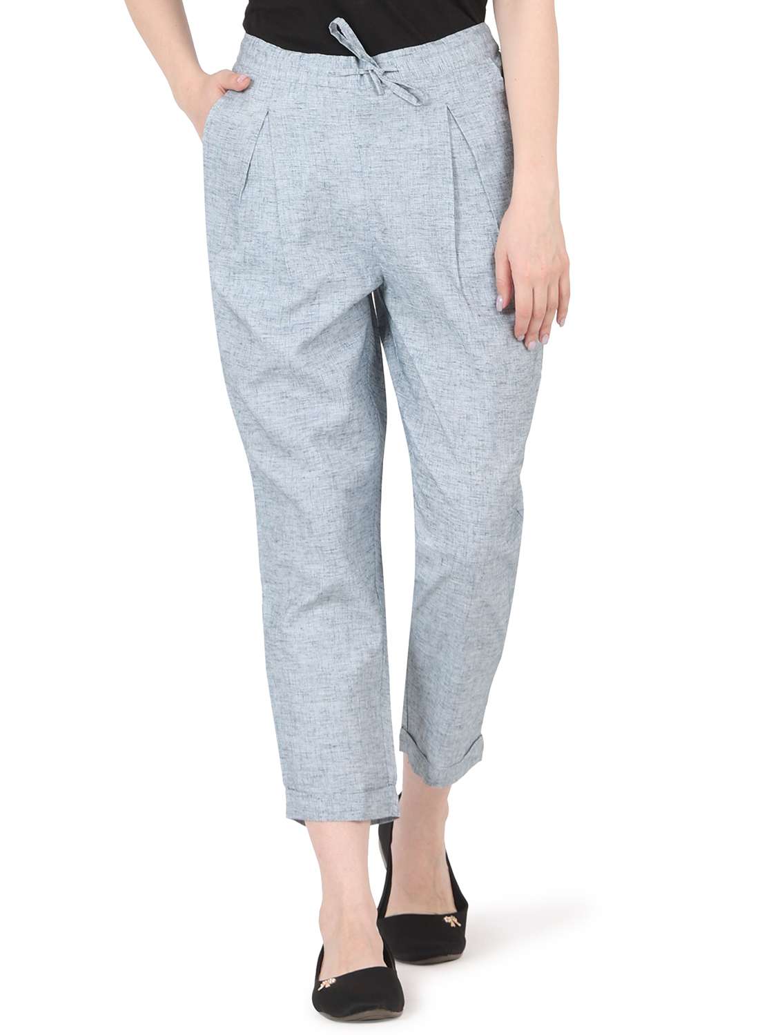 mid rise solid pleated trouser 