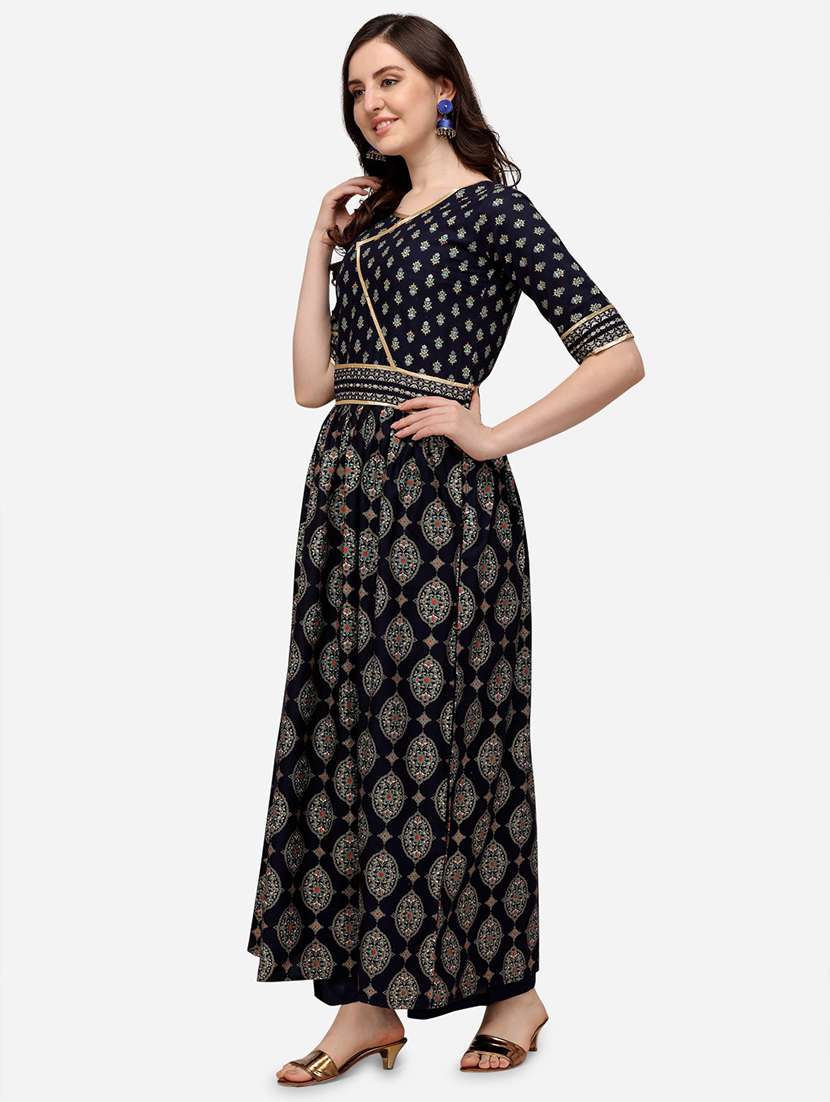 navy blue kurta palazzo set - 18467338 - Standard Image - 1