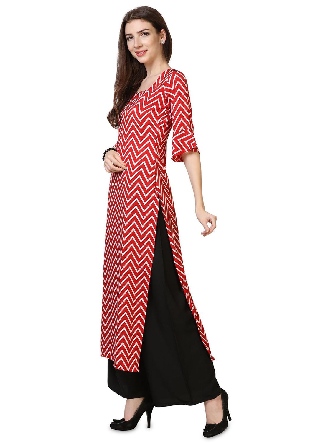 chevron printed kurta palazzo set - 18467423 - Standard Image - 1