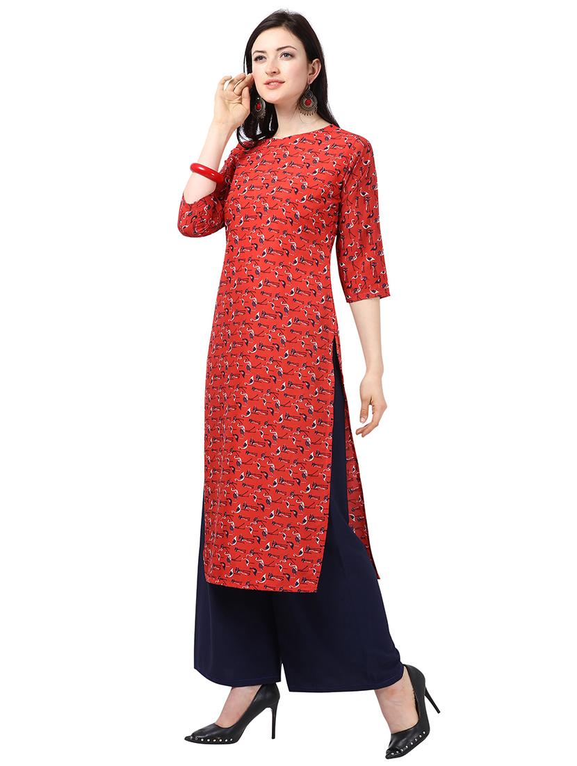 printed straight kurta - 18467617 - Standard Image - 1