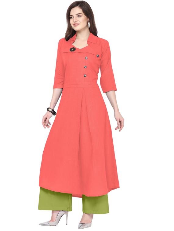 solid kurta palazzo set - 18467678 -  Standard Image - 1