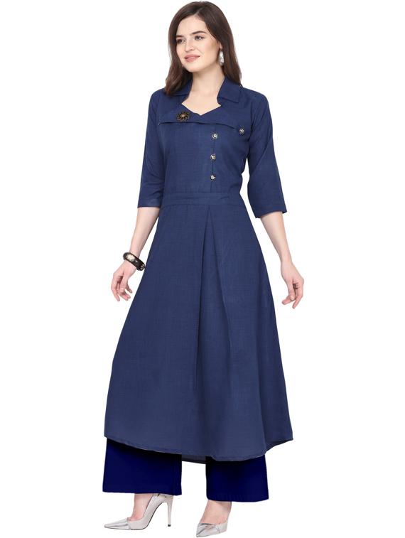 solid kurta palazzo set - 18467681 - Standard Image - 1