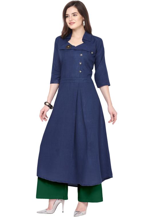 solid kurta palazzo set - 18467686 -  Standard Image - 1