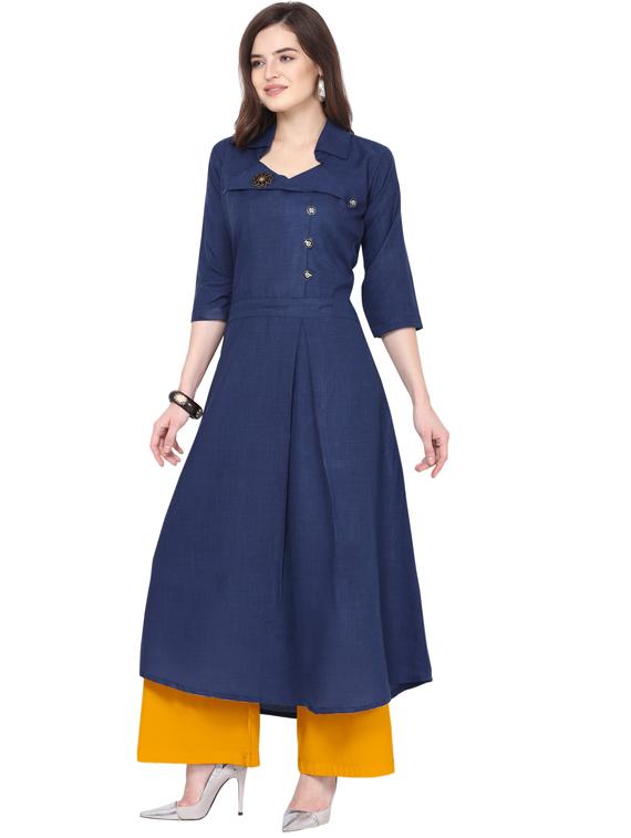 solid kurta palazzo set - 18467687 - Standard Image - 1