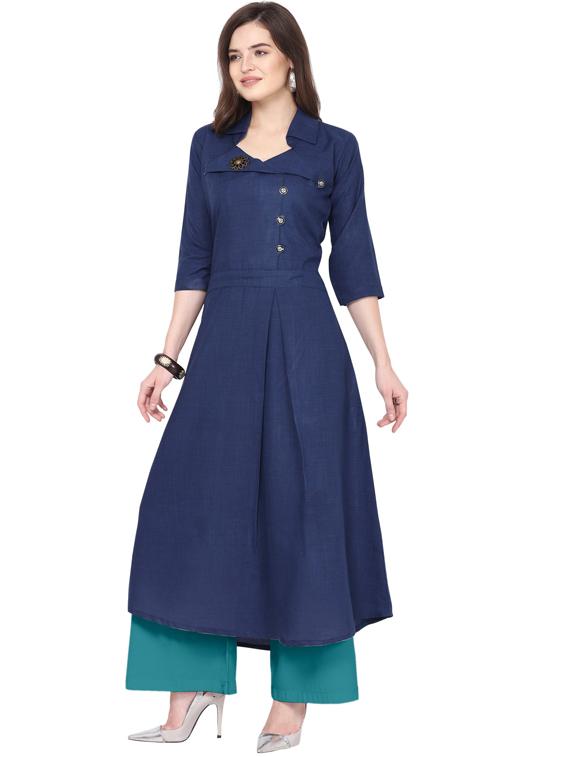 solid kurta palazzo set - 18467688 -  Standard Image - 1