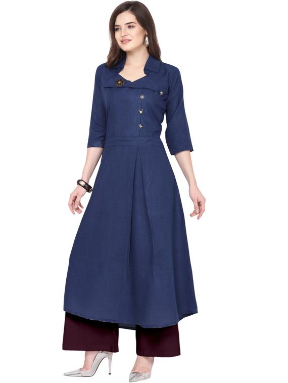 solid kurta palazzo set - 18467689 - Standard Image - 1