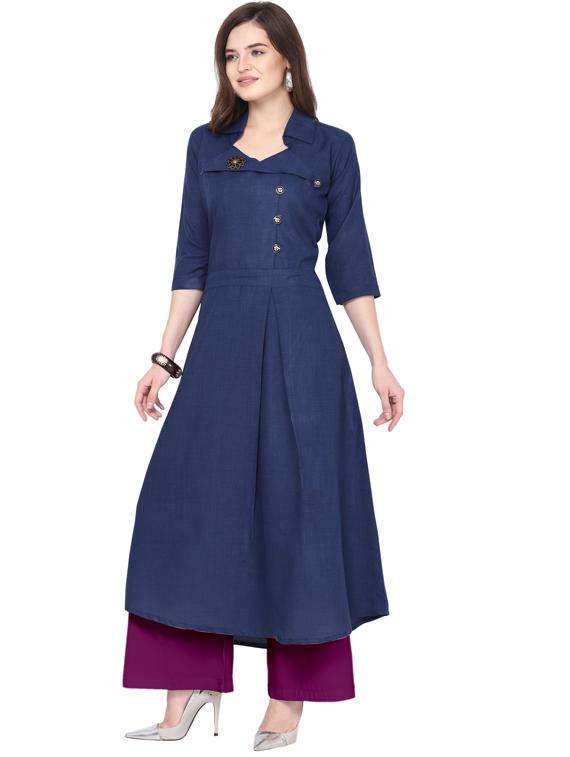 solid kurta palazzo set - 18467695 - Standard Image - 1