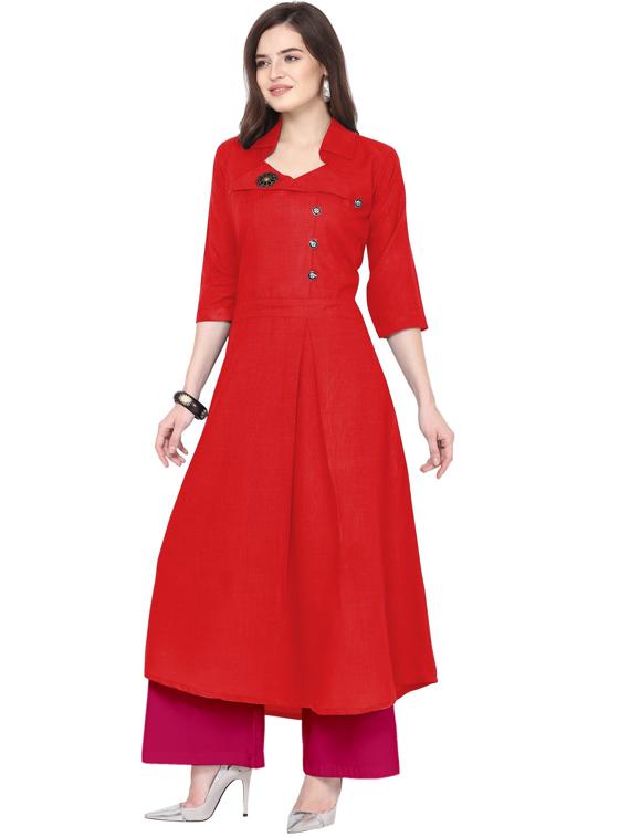 solid kurta palazzo set - 18467698 - Standard Image - 1