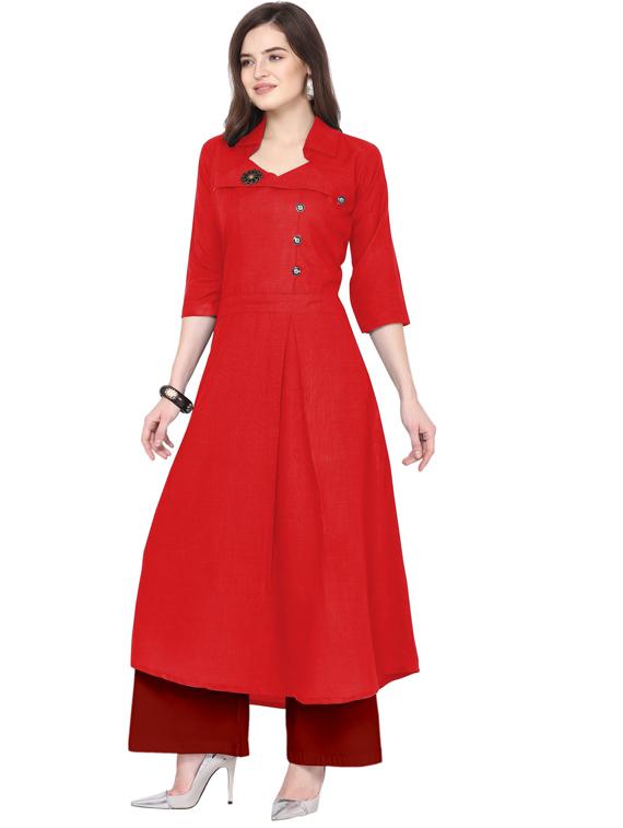 solid kurta palazzo set - 18467700 -  Standard Image - 1