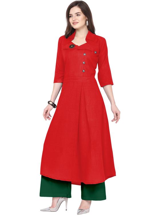 solid kurta palazzo set - 18467704 - Standard Image - 1