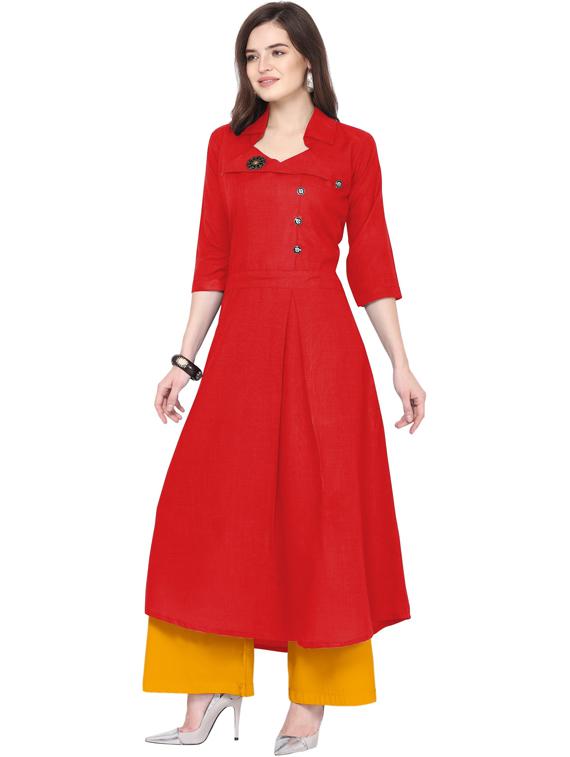 solid kurta palazzo set - 18467705 - Standard Image - 1